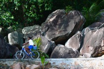 Riding a bicycle, LaDigue, Seychelles, by marcorossimusic
