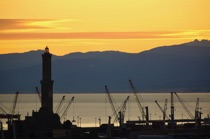 Lanterna at sunset, Genova, by marcorossimusic